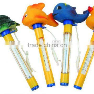 swimming pool floating thermometer with four animals