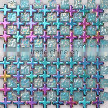 JY-G-86 Mosaic Industry Top10 new promotion vitreous glass mix ceramic mosaic tile in blue