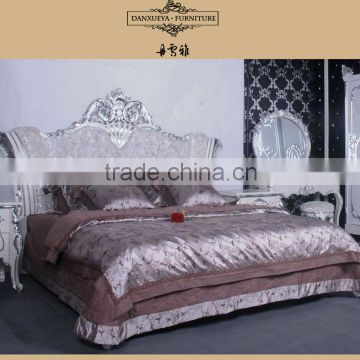 French style bed double wood bed