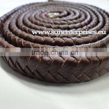 Braided Leather cords -Flat braided - 14 mm - Cheery - 2pcs in a bunch packaging 2 mts