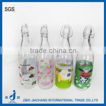 1000ml Glass drinking bottle with metal clamp lid