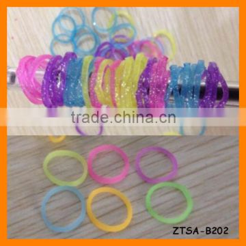 Latest 2014 Glitter Candy Color Loom Rubber Bracelet Bands Wholesale ZTSA-B202