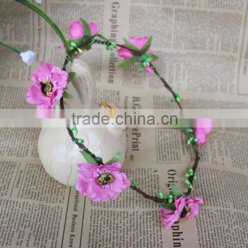 Handmade Fabric bridal head wreath wholesale wicker flower garland