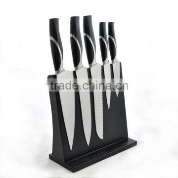 5pcs kitchen knives set with acrylic knife block / wooden magnetic knife block