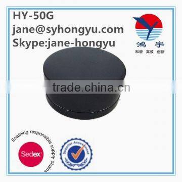 60g Big Empty Black Metallic Aluminum loose Foundation Contianer/powder compact case