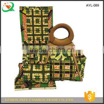 High quality wax and bag set african fabric super wax printed women hand bag