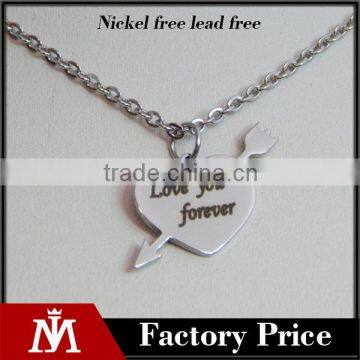 2016 Elegant Girls Stainless Steel Heart Charm "Love You Forever" Silver Necklace Jewelry