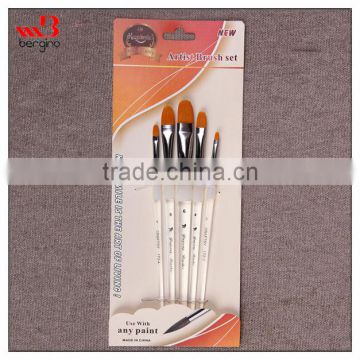 5 piece nylon hair acrylic paint artist brush set with transparent acrylic handle