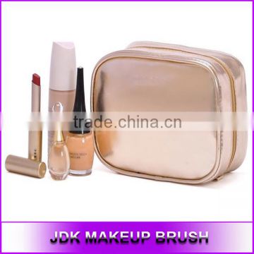 OEM Funky PU Leather champagne cosmetic bag as makeup brush bag, Lady Clutch makeup bag, makeup storage bag