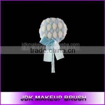 White Blue Plush Cosmetic Puff with Handle