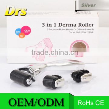 0.75mm Derma Rolling System Type Dermaroller 3 InI1kit Titanium CE Certification Derma Micro Derma Needle Roller Roller 3 In 1 Derma Rollers Skin Care Device Microneedle Derma Roller