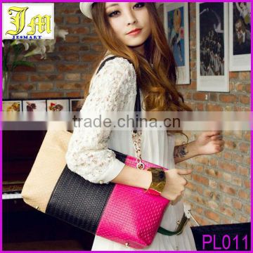 Hot Trend New 2015 Hit Color PU Leather Handbag Fashion Women's Shoulder Bag Splice Casual Messenger Bags