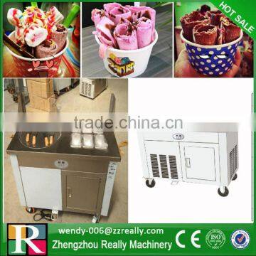 Commercial flat pan fried ice cream making machine with single pan 6 holes