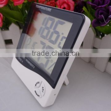 HQ Hot Digital LCD Temperature Hygrometer Thermometer Humidity Meter Clock Alarm