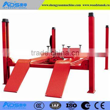 4500kg Capacity Four Post Car Alignment Lift With Two Rolling Jacks