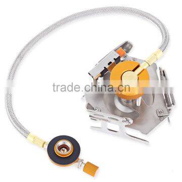 AOTU Split Type Flat Camping Stove Head with High Temperature Resistant Folding Bracket Lighter Butane Gas Stove