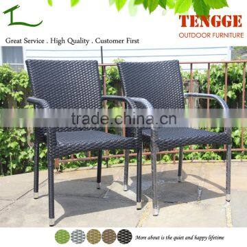 Patio Outdoor Black Color Resin Rattan Garden Arm Chair