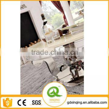 Round Marble White Coffee Table Stainless Steel Dining Room Table photo-2