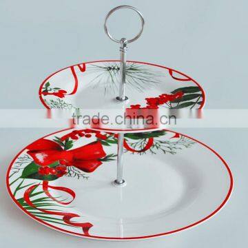 2 Layer Plate With Rack,porcelain With Decal Printing