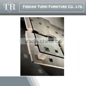 Modern Luxury Travertine Base Glass Top Coffee Table photo-3