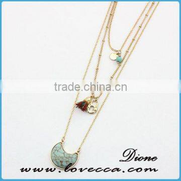 Wholesale Jewelry Gemstone Women Necklace,Natural Stone Pendant Necklace Jewelry, Turquoise Quartz Necklace Fashion photo-5