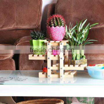 Small potted flower wooden stand