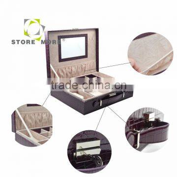 Leather Watch Organizer Storage Case Jewelry Box With Lock & Mirror photo-5