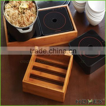 Bamboo office desk organizer storage crate box Homex BSCI/Factory