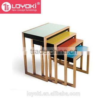 Colorful set of 4 nesting table new carative MDF wood coffee table with glossy painting end table wholesale