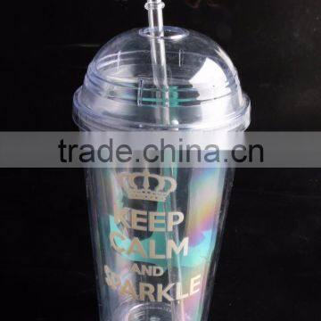 BPA Free Good Grade Acrylic Tumbler With Dome Lid and Straw With Design photo-4