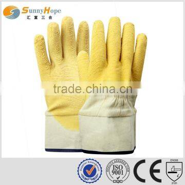 SUNNYHOPE yellow safety cuff Latex full Coated Glove