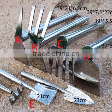stainless steel garden hand tool set/trowel fork/hoe rake/weeder/pruning shear /scissors tool set