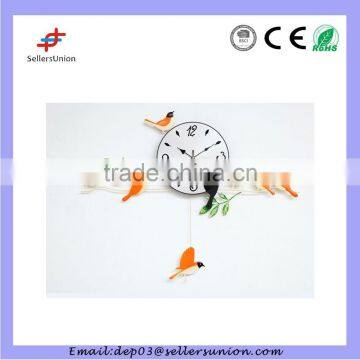 Metal Clock Wall Iron Bird Pendulum Clock Design Silent Sweep Step Art Clock photo-4