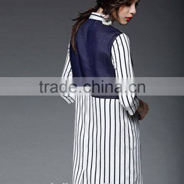 Outdoor Custom Cheap Lady Striped Breathable Linen Shirt Nice Design photo-3