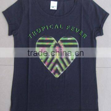 100% Cotton Printed Short Sleeve Ladies T-shirts