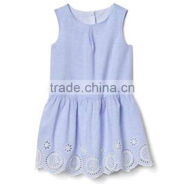 2017 new fancy casual linen and cotton summer short frock dresses for baby girls