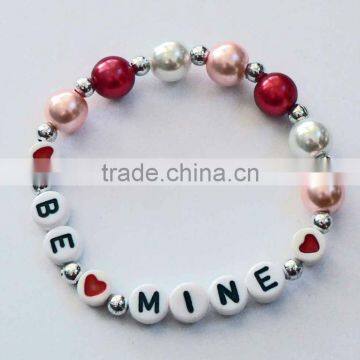 children's pearl bead bracelet, customized beaded name bracelet for baby, Children's day DIY name bracelet jewelry gift