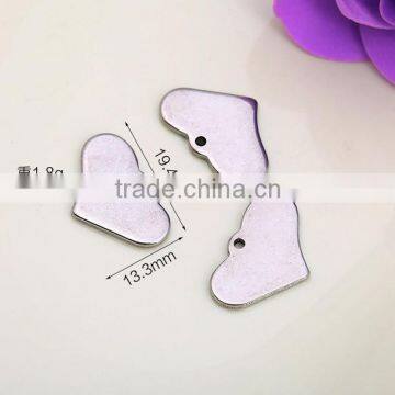 Custom blank heart love shape steel charm tags small love heart charm tags for necklaces accessories