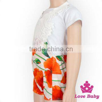 HYB141 Lovebaby Wholesale Large Floral Print Romper With Lace Hot Summer Baby Halter Rompers 0-6 Years Old Funny Baby Rompers photo-5