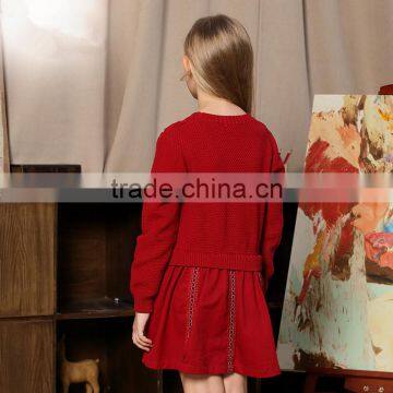 S32487W New 2017 Spring Girls Sweater Kids Knitted Cute O-neck National Style High End Sweaters photo-2