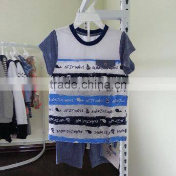 Top selling strip t-shirt, summer kids clothes 3 to 10 years wholesale kids baby clothes set, baby boy clothes