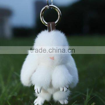 Mink Fur rabbit shape key chain different colors fur ball keychain for girl's bag