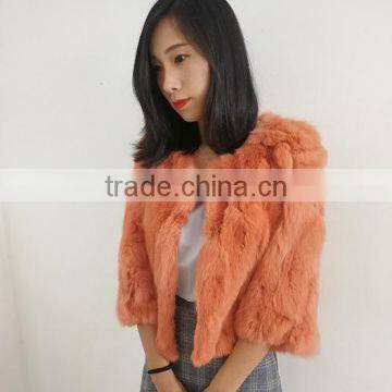 Fashion high quality fur lady coat pure color rabbit fur fight small cardigan