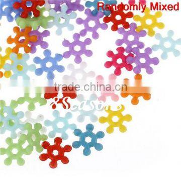 Mixed Christmas Snowflake Acrylic Charm Beads 8mm x 7mm