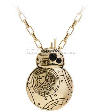 Stainless steel necklace Star Wars 7 original force awakens keychain ball robot bb-8 necklace pendant