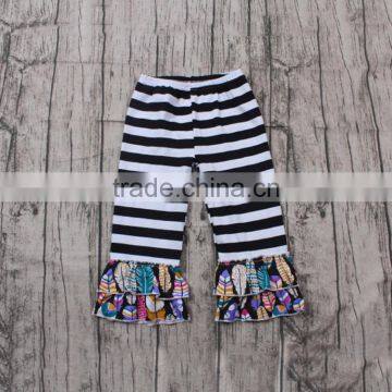 China Imports Clothing Colorful Feather Print Baby Outfits With Stripe Pants Boutique Girl Clothing photo-4