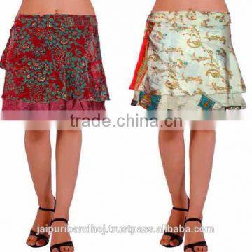 Designer two layer silk wrap around skirts - Silk saree wrap skirts -party wear skirt-silk skirt 81