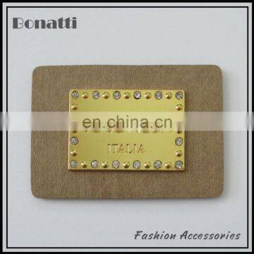 golden metal leather labels pu patches for jeans