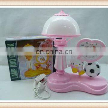 Plastic toys pink Lovely kids clock and lamp toy