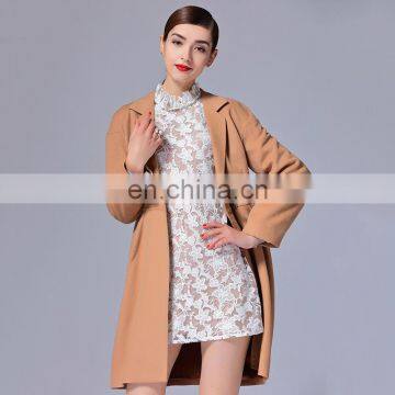 spring and summer fashion women slim fit fleeced fabric knee length long coat latex clothing